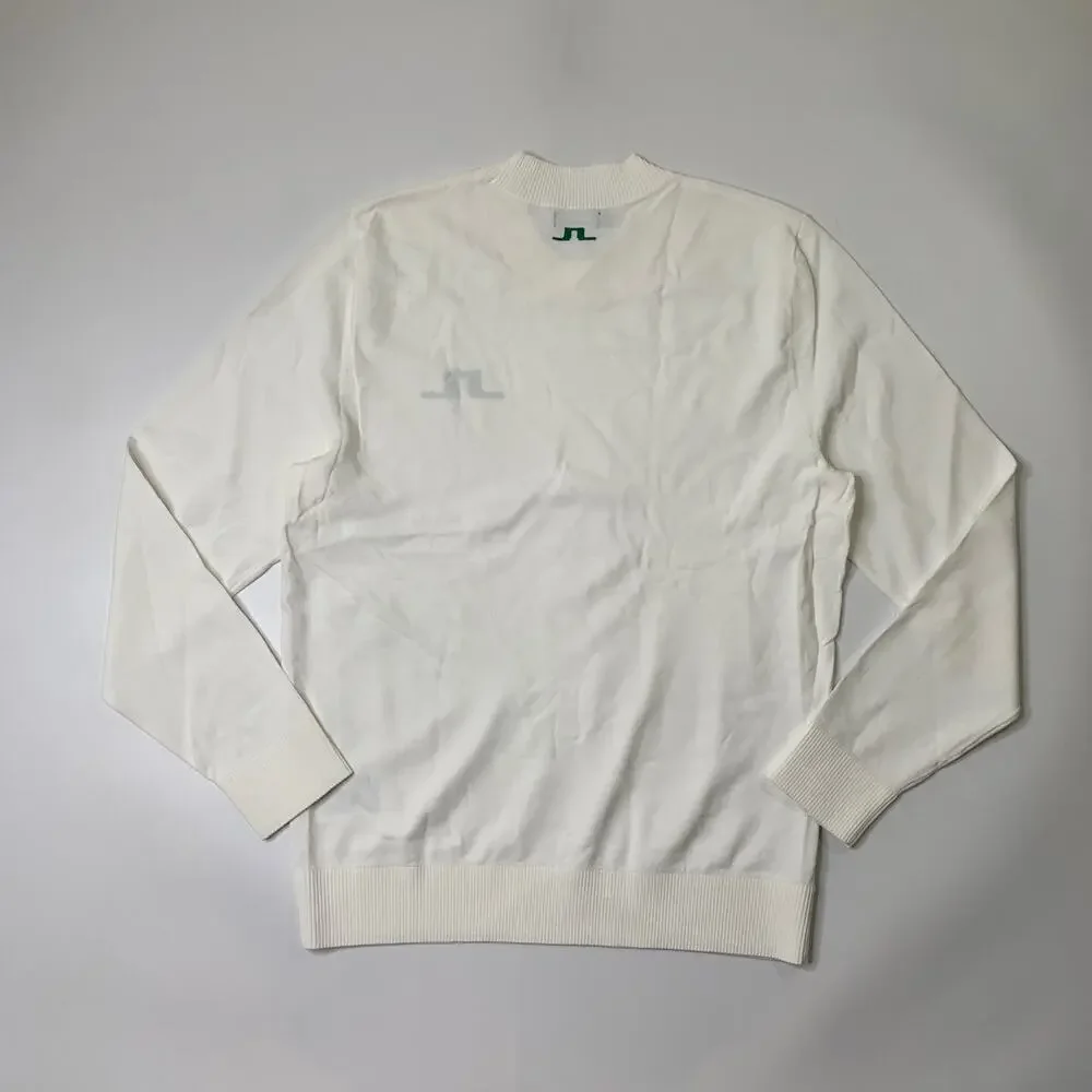J Lindeberg Sweater Mens XL White Gus Knitted Viscose Nylon Blend Pullover Crew